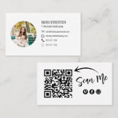 Carte De Visite QR Code Social Media Photo Professionnel (Devant / Derrière)