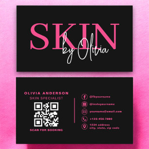 Carte De Visite QR Code Spécialiste des soins de la peau rose chau