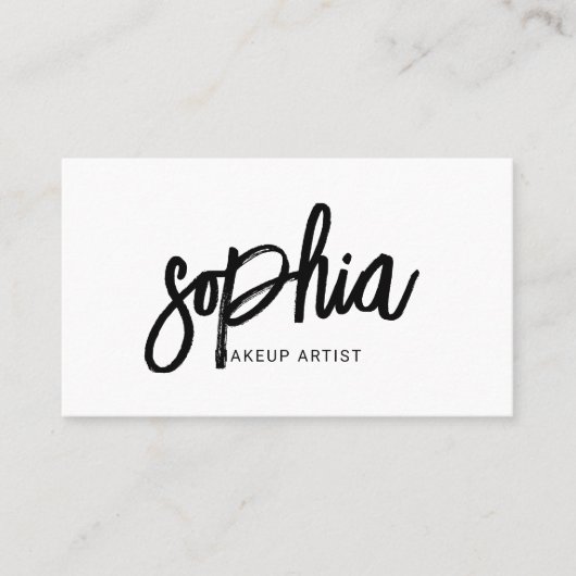 Carte De Visite QR Code stylish Script Girly Minimal blanc (Devant)