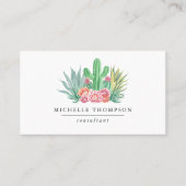 Carte de visite QR Code Succulentes Aquarelle (Devant)