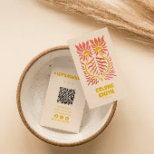 Carte De Visite QR Code Super jaune en terre cuite Boho