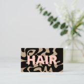 Carte De Visite QR Code Super noir clair rose cheveux Kraft (Debout devant)