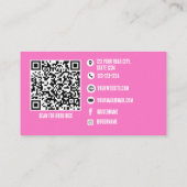 Carte De Visite QR Code Tendance Hot Pink Minimal Nail Tech (Dos)