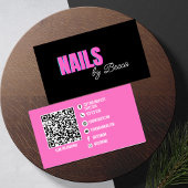 Carte De Visite QR Code Tendance Hot Pink Minimal Nail Tech