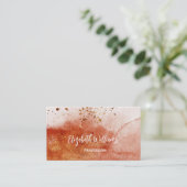 Carte De Visite QR Code Terracotta Gold Aquarelle Arrière - plan (Debout devant)