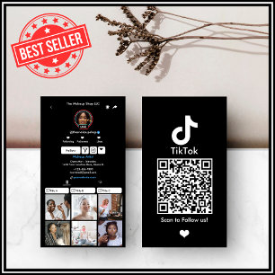 Carte de visite QR Code TikTok Média Social Noir