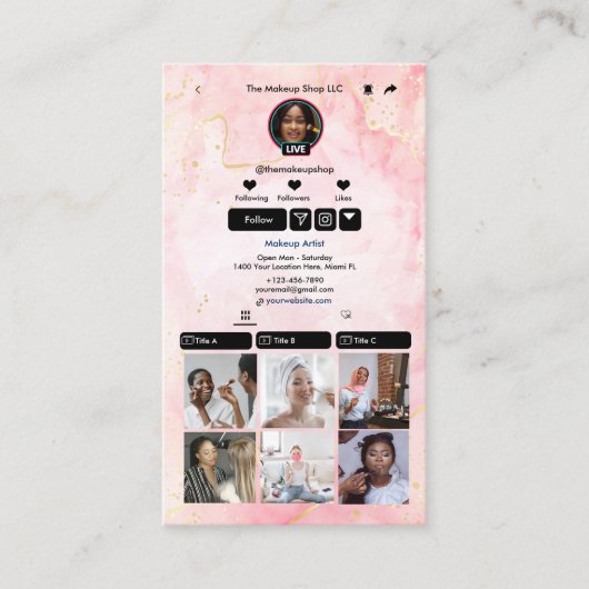 Carte de visite QR Code TikTok Rose Média Social (Devant)