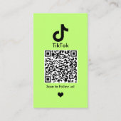 Carte de visite QR Code TikTok Vert Citron Média S (Dos)