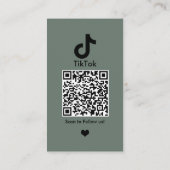 Carte de visite QR Code TikTok vert sauge pour les (Dos)
