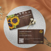 Carte De Visite QR CODE tournesol rustique wedding planner en bois
