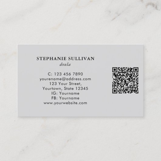 Carte De Visite QR Code Tree of Life Doula (Dos)