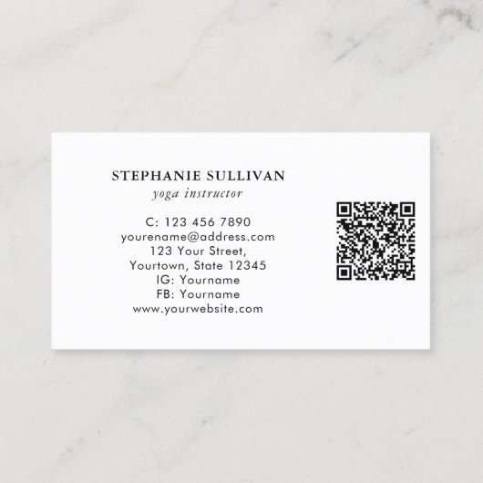 Carte De Visite QR Code Tree of Life Yoga Instructeur (Dos)