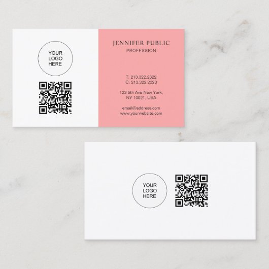Carte De Visite QR Code Upload Your Logo Here Professional (Devant / Derrière)
