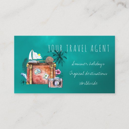 Carte De Visite QR CODE vacances d'été agent de voyage (Devant)