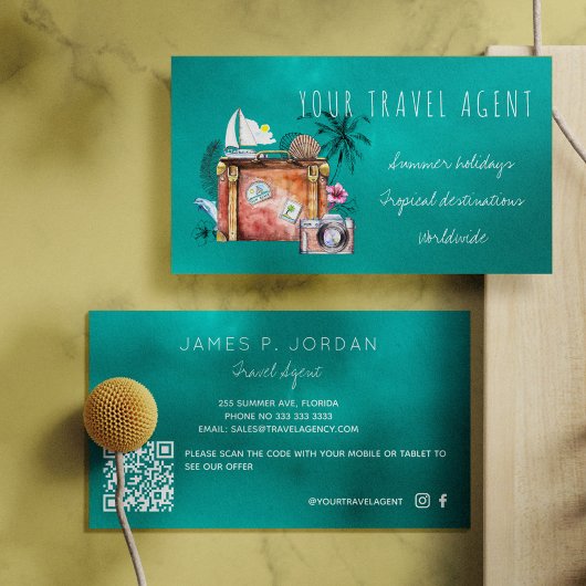 Carte De Visite QR CODE vacances d'été agent de voyage