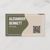 Carte de visite QR code vert et crème de simplicit (Devant)