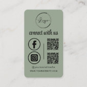 Carte de visite QR Code Vert Sauge Connectez-vous (Devant)