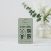 Carte de visite QR Code Vert Sauge Connectez-vous (Debout devant)