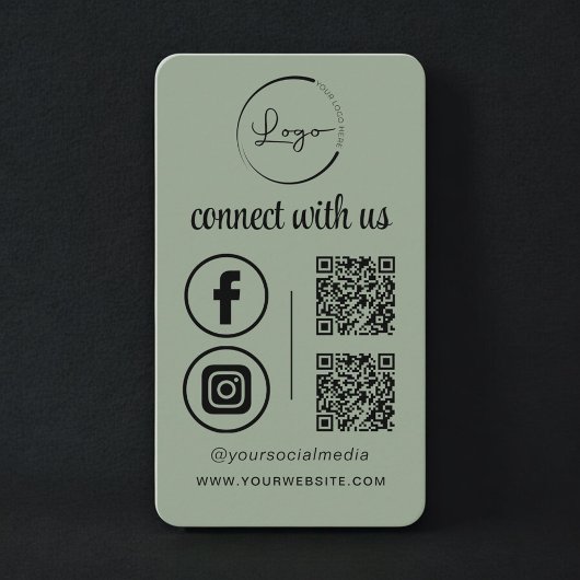 Carte de visite QR Code Vert Sauge Connectez-vous