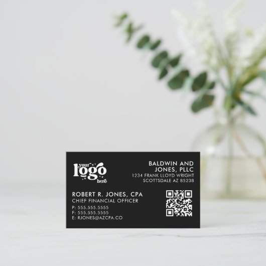 Carte De Visite QR Code Votre logo Plain White Générique Design (Debout devant)