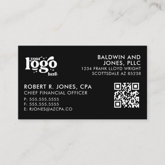 Carte De Visite QR Code Votre logo Plain White Générique Design (Devant)