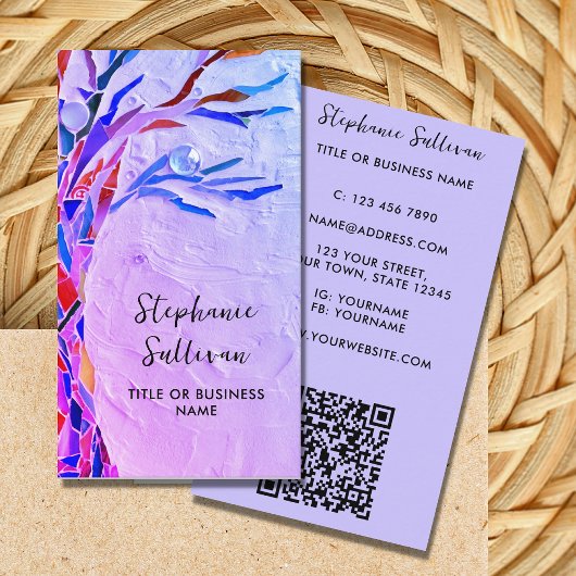 Carte De Visite QR Code Votre Profession Purple
