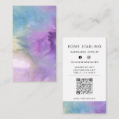 Carte De Visite QR Code Watercolor Professional Bijoux Vertical (Devant / Derrière)