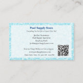 Carte De Visite QR Code White Blue Swimming Pool Contractor (Devant)