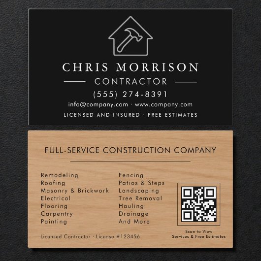 Carte De Visite QR Code Wood Building Contractor