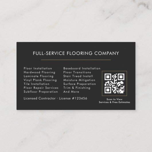 Carte De Visite QR Code Wood Flooring Installation (Dos)