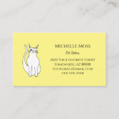 Carte De Visite QR, code Yellow Pet Sitter Cute Cat (Devant)