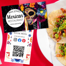 Carte de visite QR de restaurant mexicain Jour des