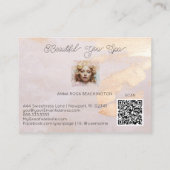 Carte De Visite *~* QR Femmes Fille Beige Peach Pastel (Dos)