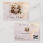 Carte De Visite *~* QR Femmes Fille Beige Peach Pastel (Devant / Derrière)