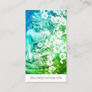 Carte De Visite *~* QR Fleurs florales Méditation Bouddha