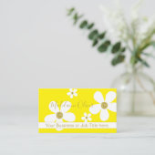 Carte De Visite QR Floral Jaune Grand Blanc Or Professionnel (Debout devant)