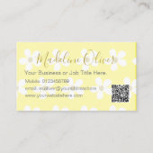 Carte De Visite QR Floral Jaune Grand Blanc Or Professionnel (Dos)