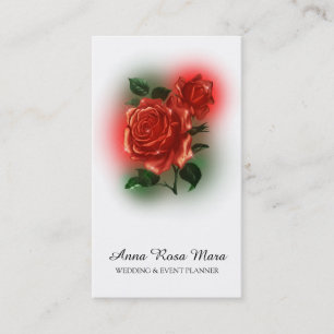 Carte De Visite *~* QR Floral Red ROSE Mariage Planificateur d'évé