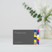 Carte de visite QR gris fuchsia géométrique Abstra (Debout devant)