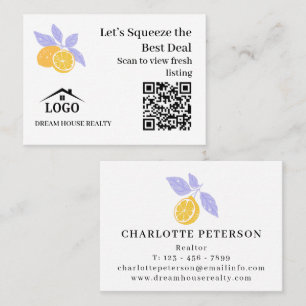 Carte De Visite QR immobilier d'été de citron modifiable