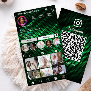 Carte De Visite QR Instagram Nid d'abeille vert moderne