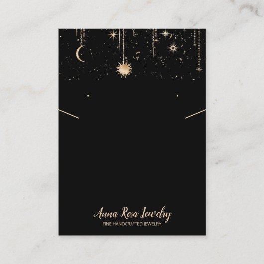 Carte De Visite *~* QR Logo Lune cosmique Bijoux d'oreille collier (Devant)