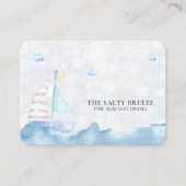 Carte De Visite *~* QR Logo Sea Pastel Bateau à voile Fine Dining (Devant)