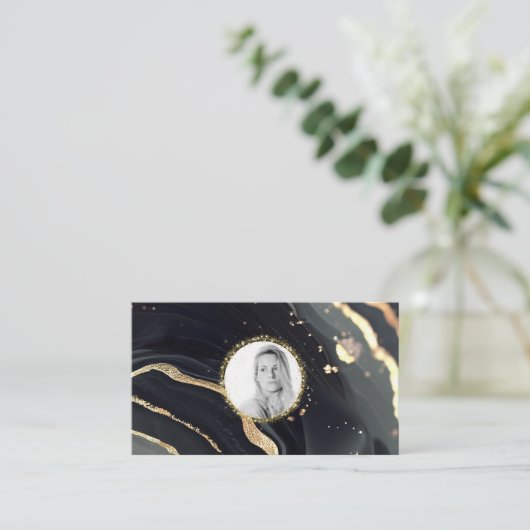 Carte De Visite *~* QR Marble Logo Parties scintillant Or AP66 Pho (Debout devant)
