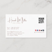 Carte de visite QR Marron Blanc Écriture Élégante (Dos)