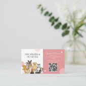 Carte De Visite QR Modern Dog Walker Animal Sitter Aquarelle rose (Debout devant)
