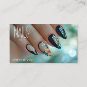 Carte De Visite QR Nail Art Floral Tendance Manucure 