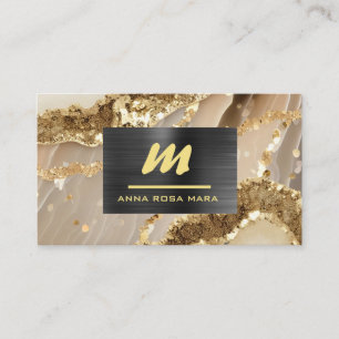 Carte De Visite *~* QR Noir AP66 Parties scintillant d'or ivoire I