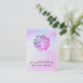 Carte De Visite *~* QR Ombre AP2 Mandala Dahlia Pastel Rose bleu (Debout devant)