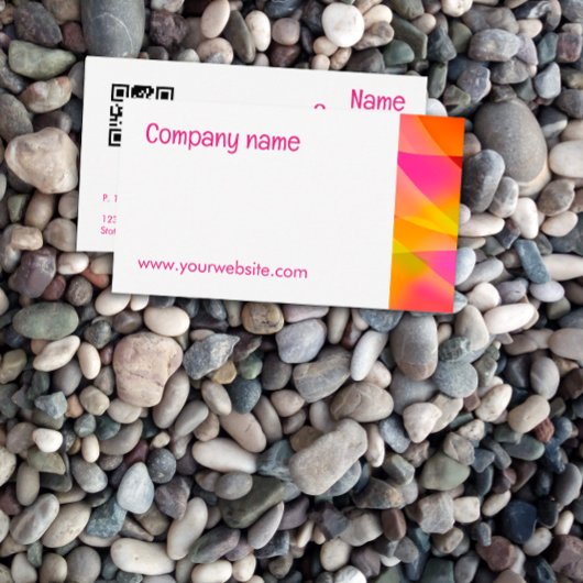 Carte de visite QR orange Abstrait fuchsia